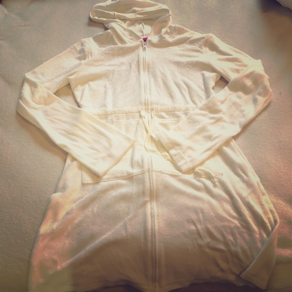 VS PINK white terry hooded robe